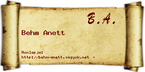 Behm Anett névjegykártya